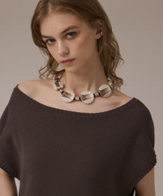 GRACE CONTINENTAL フリンジイレヘムニットトップ