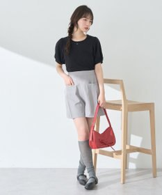 earth music&ecology ロゴプレート付きパフスリーブプルオーバー