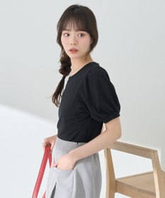 earth music&ecology ロゴプレート付きパフスリーブプルオーバー