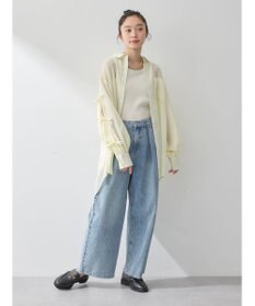 earth music&ecology 袖スリットリボンロングシャツ