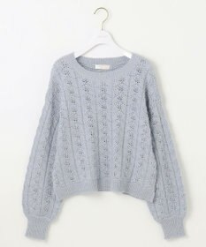 ANY SIS 【洗える】透かし編みスパンコール ニット