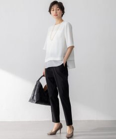 23区 【吸水速乾/UVカット/接触冷感】ストレッチジョーゼット シアーコンビ カットソー