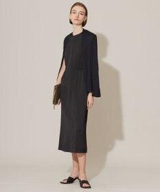 ICB 【洗える】 ストレッチハンマーサテン ノースリーブワンピース