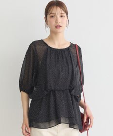 earth music&ecology レイヤードライクドット柄ブラウス