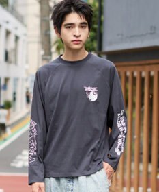WEGO 【ユニセックス着用ITEM/MLサイズ展開】スリーブロゴグラフィックラグランT（LS）