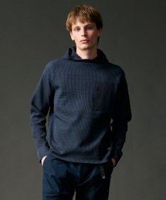JOSEPH ABBOUD MOUNTAIN 【軽さ/ストレッチ】ホールガーメント3Dニット パーカー ネイビー系