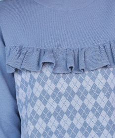 Tiaclasse アーガイルジャガードフリルチュニック