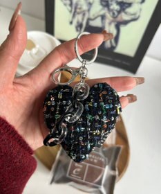 WEGO ツイードビッグハートキーホルダー