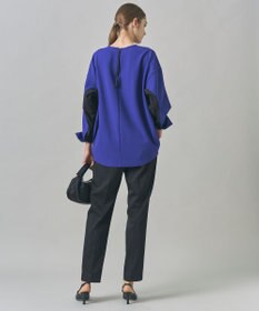 ICB L 【洗える】ジョーゼットジャージー 異素材コンビプルオーバー