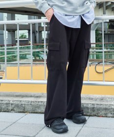 WEGO 【ウエストゴム/MLサイズ展開】ワイドカーゴスウェットパンツ