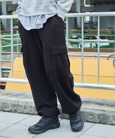 WEGO 【ウエストゴム/MLサイズ展開】ワイドカーゴスウェットパンツ