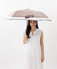 AURORA 【 Beaurance （ビューランス）】サマーシールド　リボン切り継ぎ加工晴雨兼用パラソル（折りたたみ）