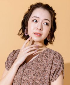 Tiaclasse L 【洗える】程良い透け感のシフォン花柄フレンチワンピース