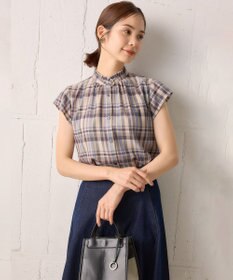 組曲 S 【リボンタイ付き】シアーツイルチェック ブラウス