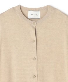 BEIGE， CHLOR / ウールシルク配色クルーネックカーディガン