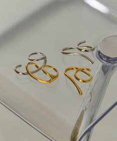 Phoebe 〈金属アレルギー対応〉フローメタルダブルフィンガーリング　ゴールド　2連リング/ステンレス