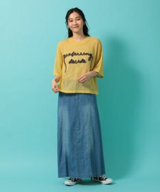 Green Parks テープロゴ透かしニットプルオーバー