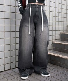 WEGO ヴィンテージウォッシュダブルニーバギーパンツ