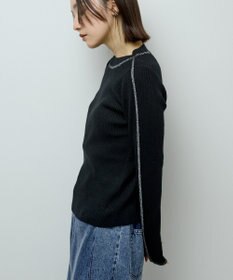 Green Parks ラメライン入りリブニットプルオーバー