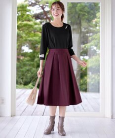 Tiaclasse 【新色追加・洗える】ウール調タックフレアスカート