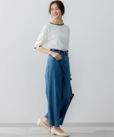 組曲 L ライトデニム セミワイドパンツ