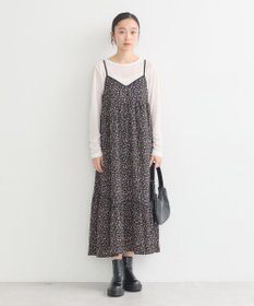 earth music&ecology 切替パイピングフラワーキャミワンピース