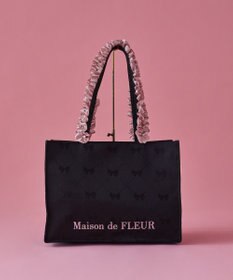 Maison de FLEUR リボン柄ジャカードスクエアトートMバッグ
