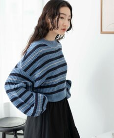 WEGO ボーダーショートニットプルオーバー