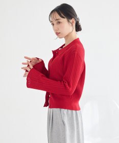earth music&ecology 透かし編みフレアスリーブカーデガン
