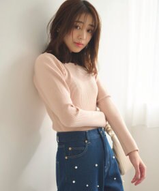 Feroux 【洗える】パフショルダーリブ ニット