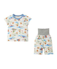 MIKI HOUSE HOT BISCUITS 【80-120cm】 リゾートビーンズ 腹巻き付き タック天竺素材 半袖パジャマ