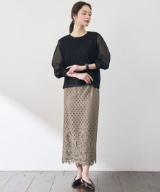 自由区 【SHIHOさん着用・こだわり素材・セットアップ対応】パネルレース スカート