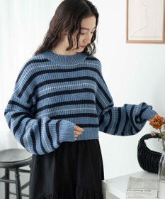 WEGO ボーダーショートニットプルオーバー