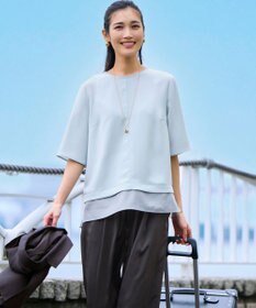 23区 【吸水速乾/UVカット/接触冷感】ストレッチジョーゼット シアーコンビ カットソー