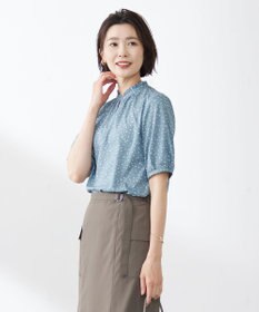 J.PRESS LADIES 【洗える・イージーケア】スパンローンランダムドット ブラウス
