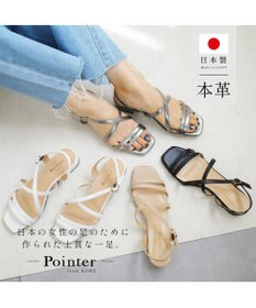 Pointer 日本製 本革ラインストラップサンダル