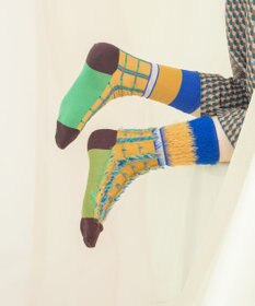 COQ 【MEN】BLOCK FLAG チェック リバーシブルファーソックス