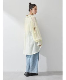 earth music&ecology 袖スリットリボンロングシャツ