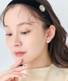 Phoebe <オンワード限定セット>トゥウィンクルフレームパールピアス×クラッシービジューカチューシャ ゴールド