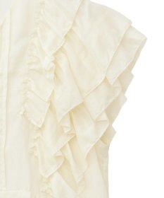 YECCA VECCA ラッフルVネックブラウス