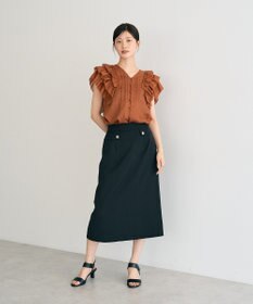 YECCA VECCA ラッフルVネックブラウス