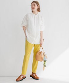 23区 【洗える】リネンレーヨンストレッチ テーパード パンツ