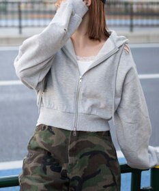 WEGO ダメージショートジップパーカー