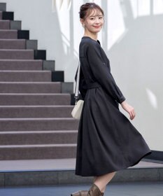 Tiaclasse 【洗える】ベルト付きスキッパーシャツワンピース