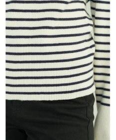 earth music&ecology ゴールド釦スリーブリブプルオーバー