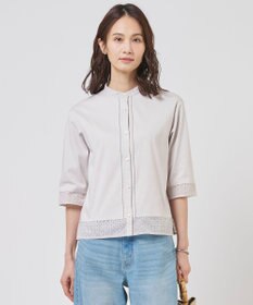 J.PRESS LADIES エンブロコンビ シャツジャージー バンドカラー カットソー