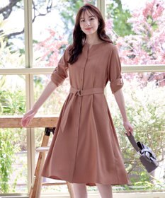 Tiaclasse 【洗える】ベルト付きスキッパーシャツワンピース