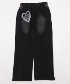 WEGO 【ウエストゴム/らくらくパンツ】アシッドウォッシュグラフィックスウェットパンツ