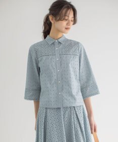 組曲 S エンブロイダリーレース襟付 ブラウス