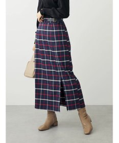 Green Parks ベルトデザインチェックＩラインスカート